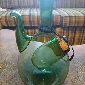Vintage Italy Green Glass Decanter
